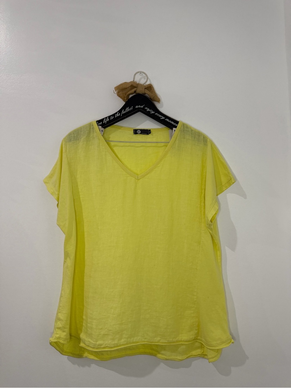 M Made in Italy V-Neck Lightweight Yellow Women's Blouse